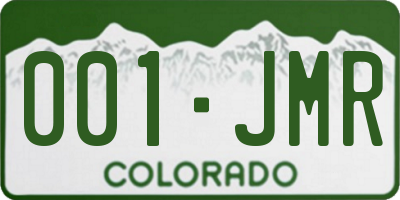 CO license plate 001JMR