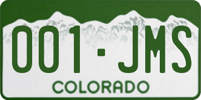 CO license plate 001JMS