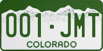 CO license plate 001JMT