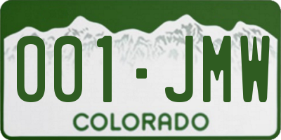 CO license plate 001JMW