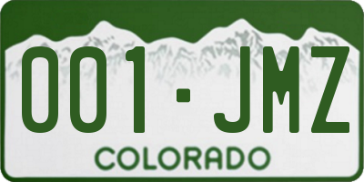 CO license plate 001JMZ