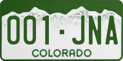 CO license plate 001JNA