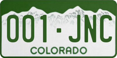 CO license plate 001JNC