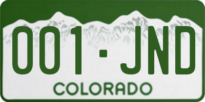 CO license plate 001JND