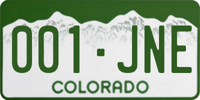 CO license plate 001JNE