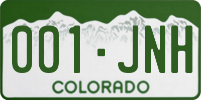 CO license plate 001JNH