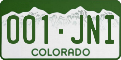 CO license plate 001JNI