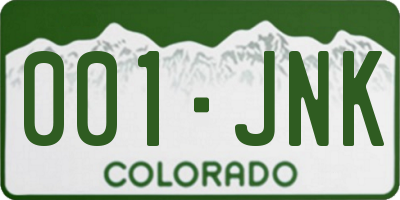 CO license plate 001JNK