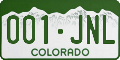 CO license plate 001JNL