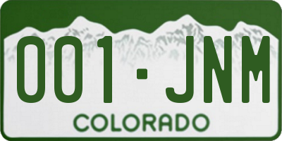 CO license plate 001JNM