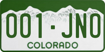 CO license plate 001JNO