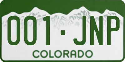 CO license plate 001JNP