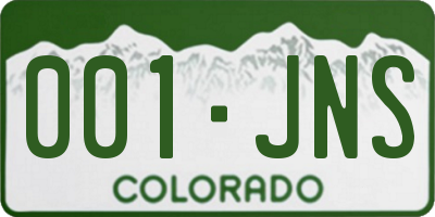 CO license plate 001JNS