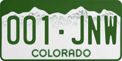 CO license plate 001JNW