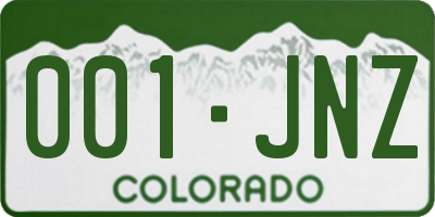 CO license plate 001JNZ