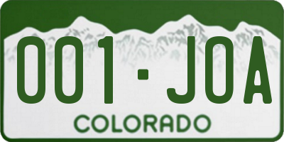 CO license plate 001JOA