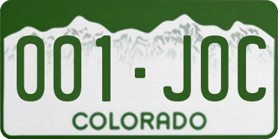 CO license plate 001JOC