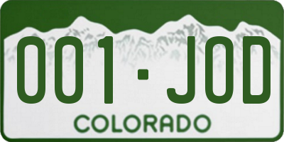 CO license plate 001JOD