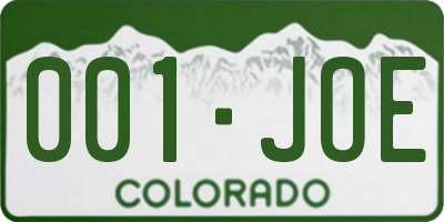 CO license plate 001JOE