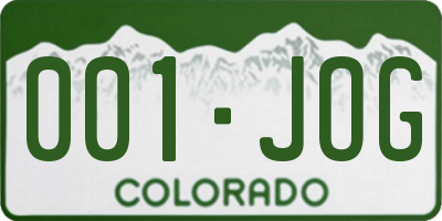 CO license plate 001JOG