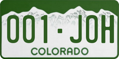 CO license plate 001JOH