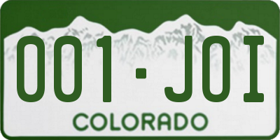 CO license plate 001JOI