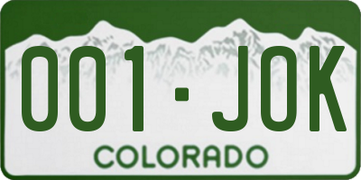 CO license plate 001JOK