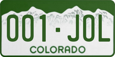 CO license plate 001JOL