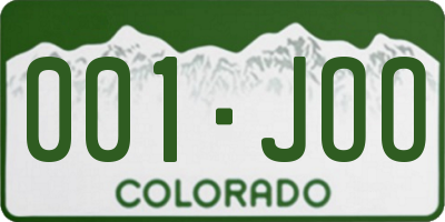 CO license plate 001JOO