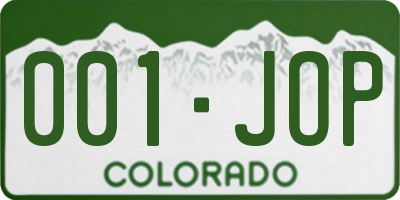 CO license plate 001JOP