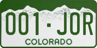 CO license plate 001JOR