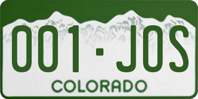 CO license plate 001JOS