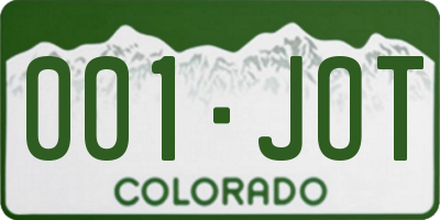 CO license plate 001JOT