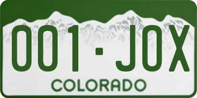 CO license plate 001JOX