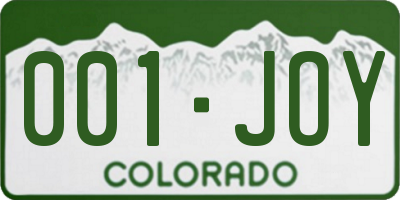 CO license plate 001JOY