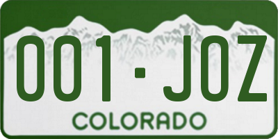 CO license plate 001JOZ