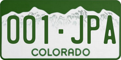 CO license plate 001JPA