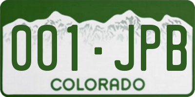 CO license plate 001JPB