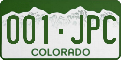 CO license plate 001JPC