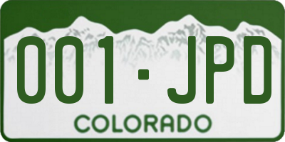 CO license plate 001JPD