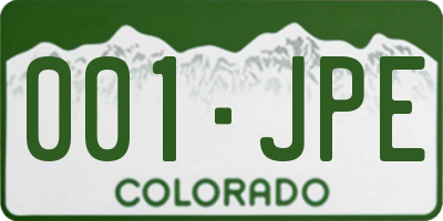 CO license plate 001JPE