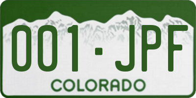 CO license plate 001JPF