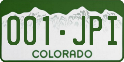 CO license plate 001JPI