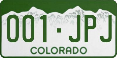 CO license plate 001JPJ