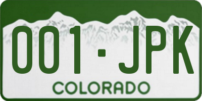 CO license plate 001JPK