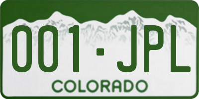 CO license plate 001JPL