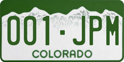 CO license plate 001JPM