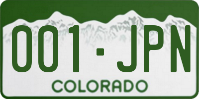 CO license plate 001JPN