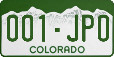 CO license plate 001JPO