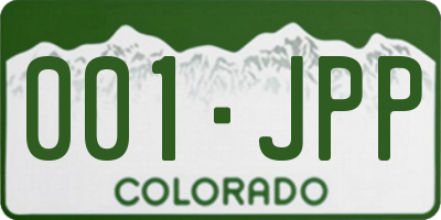 CO license plate 001JPP